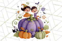 Vintage Halloween Parade Clipart PNG, Halloween Kids Png Product Image 5