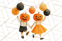 Vintage Halloween Parade Clipart PNG, Halloween Kids Png Product Image 4