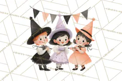 Vintage Halloween Parade Clipart PNG, Halloween Kids Png Product Image 4