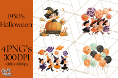 Vintage Halloween Parade Clipart PNG, Halloween Kids Png Product Image 1