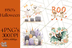 Vintage Halloween Parade Clipart PNG, Halloween Kids Png Product Image 1