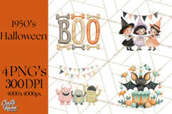 Vintage Halloween Parade Clipart PNG, Halloween Kids Png Product Image 1
