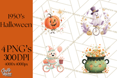 Vintage Halloween Parade Clipart PNG, Halloween Kids Png Product Image 1