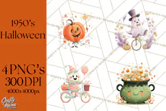 Vintage Halloween Parade Clipart PNG, Halloween Kids Png Product Image 1