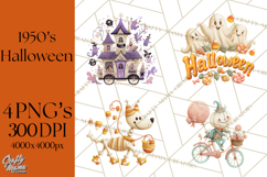 Vintage Halloween Parade Clipart PNG, Halloween Kids Png Product Image 1