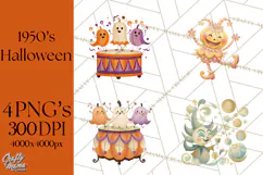 Vintage Halloween Parade Clipart PNG, Halloween Kids Png Product Image 1