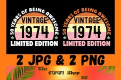 Vintage 1974 50 Years Of Being Awesome Png, Limited Edition Product Image 1