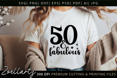 50 and Fabulous SVG Birthday Queen SVG Women T-shirt Mug Product Image 1