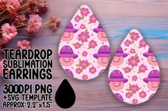 Retro Floral Teardrop Earring Sublimation Art Product Image 1