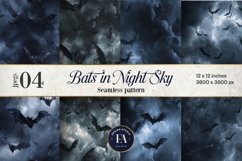 Bats Night Sky Pattern, Dark Gothic Bat Seamless Paper Product Image 1
