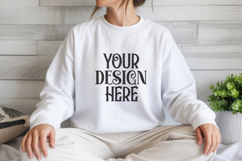 White Gildan 18000 Sweatshirt Model Mockups Product Image 1