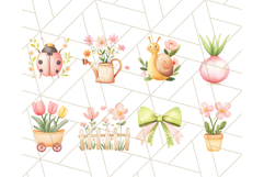 Pastel Watercolor Spring Clipart Bundle, Flowers, Bikes Png Product Image 5