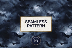 Bats Night Sky Pattern, Dark Gothic Bat Seamless Paper Product Image 3