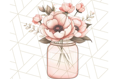 Flowers in Glass Jars PNG, Rustic Floral Watercolor Clipart Product Image 3