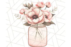 Flowers in Glass Jars PNG, Rustic Floral Watercolor Clipart Product Image 3