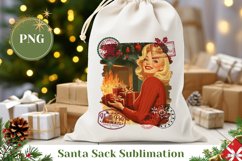 Vintage Girl Santa Sack, Christmas Fireplace Sublimation Product Image 1