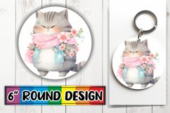 Playful Watercolor Cat Keychain Design Product Image 1