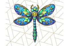 Stained Glass Dragonfly PNG Clipart, Bright Insects Clip Art Product Image 3