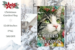Merry Christmas Garden Flag, Cartoon Christmas Cat PNG Product Image 1