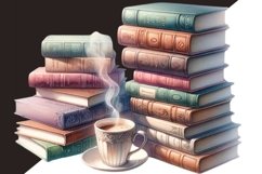 Coffee Cup and Books Clipart Instant Download Product Image 4