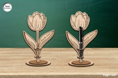 Flowers Pen Stand Laser Cut Bundle | Glowforge | SVG Product Image 2