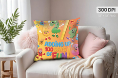 100 days of school Pillow Design, Teacher PNG Sublimation Product Image 1