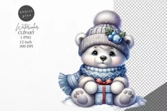 Christmas clipart, Polar bear clipart, Holiday clipart Product Image 1