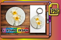 Floral Oasis: Round Sublimation Splash Keychain PNG Product Image 1