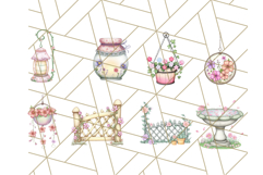 Pink Cottagecore Garden PNG Clipart, Vintage Floral Art Product Image 3