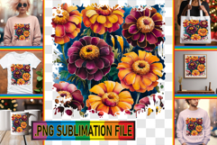 VIBRANT TSHIRT DESIGN PNG Sublimation, Flower Pattern Product Image 1