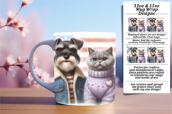 Charming 11oz Mug Wrap Png Design , Dog and cat Product Image 1