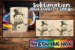 Frosty Snowman Mug Wrap - Winter Sublimation Art Product Image 1