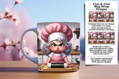 Trendy 11oz Mug Wrap Png Design , Girl Grumpy Product Image 1