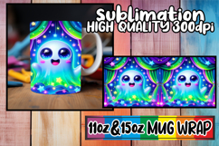 Dreamy afternoons 11oz 15oz sublimation wrap, 3D Cute Ghost Product Image 1