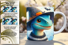 Sublimation 15oz Mug Wrap Png Template , Halloween Dino Product Image 1