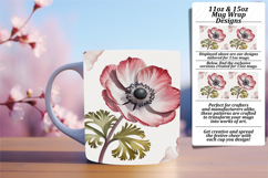 Elegant 15oz Mug Wrap Png Artwork , Flowers Product Image 1