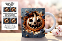 Creative 15oz Mug Wrap Png Artwork , 3D Pumpkin Product Image 1