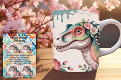 Unique 15oz Mug Wrap Png Design , Cute Dino Product Image 1
