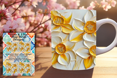 Creative 11oz Mug Wrap Png Template , 3D Flower Product Image 1
