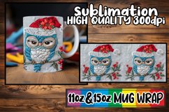 Owl Christmas Mug Wrap 11oz 15oz Embroidered Design Product Image 1