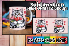 Joyous memories 11oz 15oz sublimation wrap, Valentines Cat Product Image 1