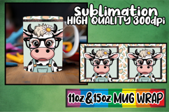 Cheerful days 11oz 15oz sublimation wrap, Cute Cow Product Image 1