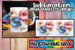 Elegant 3D Flower Sublimation Mug - 11oz/15oz Wrap Product Image 1