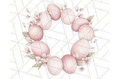Pastel Pink Easter Bunny Egg and Flowers Clipart PNG Product Image 4