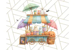 Pastel Halloween Town PNG Clipart, Spooky Shops & Homes Png Product Image 3