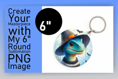 Creative Circle PNG Keychain Artwork , Halloween Dino Product Image 1