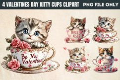 Valentines Day Kitty Cups Clipart PNG Product Image 1