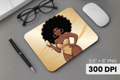 Afro Girl / Woman braided hair Mouse Pad, Black Queen PNG Product Image 1