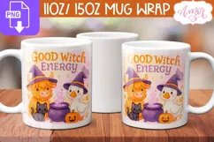 Good with energy mug wrap PNG, Cute Halloween coffee mug PNG Product Image 1