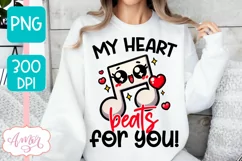 My heart beats for you PNG, Valentines day sublimation PNG Product Image 1